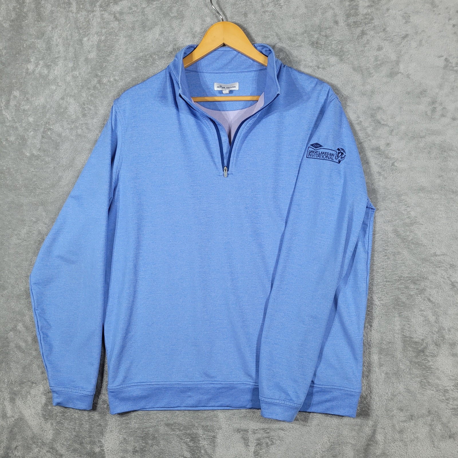 Peter Millar Pullover Mens L Blue 14 Zip Dow Great Lakes Bay Invitational Golf